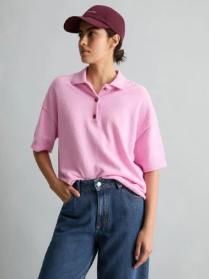Dzianinowa koszulka polo regular Marc O'Polo růžová