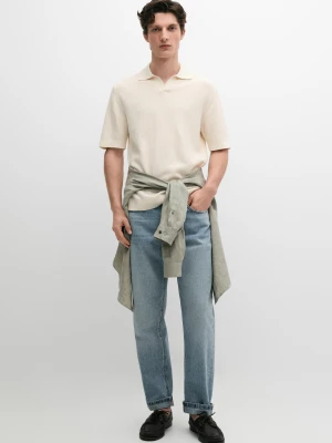 Dzianinowa Koszulka Polo Regular Z Bawełny - Surowy - - Massimo Dutti - Mężczyzna