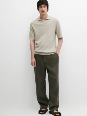 Dzianinowa Koszulka Polo Regular Z Bawełny - Zielony - - Massimo Dutti - Mężczyzna