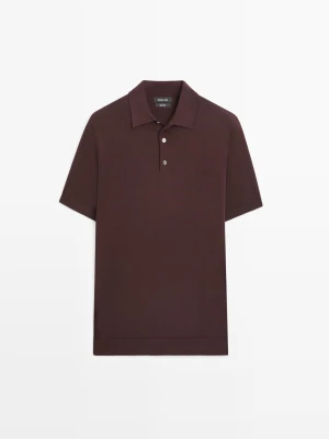 Dzianinowa Koszulka Polo Z Bawełny - Bordowy - - Massimo Dutti - Mężczyzna