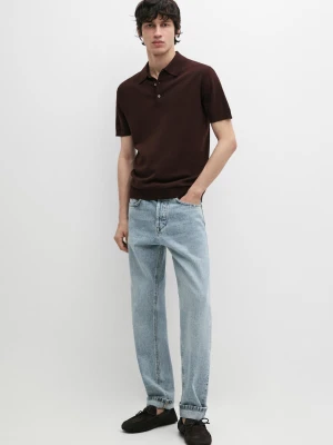 Dzianinowa Koszulka Polo Z Bawełny - Bordowy - - Massimo Dutti - Mężczyzna