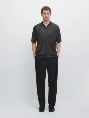 Dzianinowa Koszulka Polo Z Dekoltem W Serek - Multicolor - - Massimo Dutti - Mężczyzna