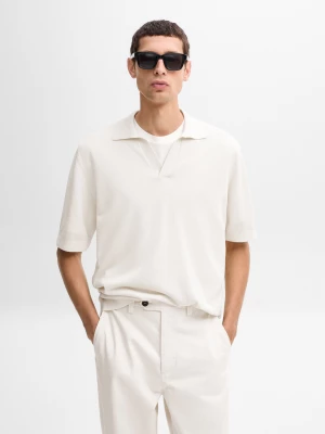 Dzianinowa Koszulka Polo Z Krótkim Rękawem − Studio - Surowy - - Massimo Dutti - Mężczyzna