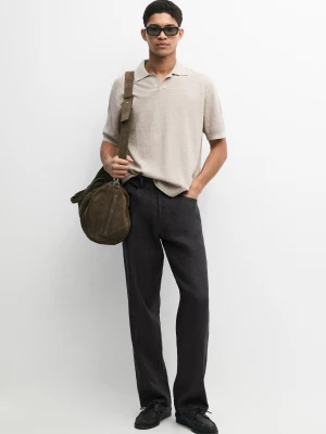 Dzianinowa Koszulka Polo Z Mieszanki Bawełny - Beżowy - Massimo Dutti - Male