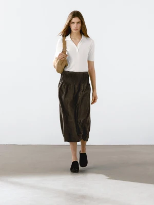 Dzianinowa Koszulka Polo Z Mieszanki Bawełny - Biały - - Massimo Dutti - Kobieta