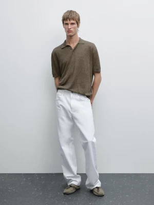 Dzianinowa Koszulka Polo Z Mieszanki Lnu - Multicolor - - Massimo Dutti - Mężczyzna