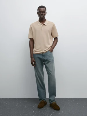Dzianinowa Koszulka Polo Ze 100% Bawełny - Jansy Khaki - - Massimo Dutti - Mężczyzna