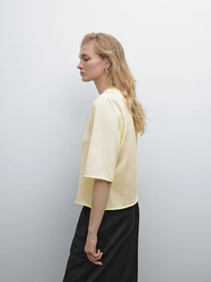 Dzianinowa Koszulka Polo Ze 100% Bawełny - Jasnożółty - - Massimo Dutti - Kobieta