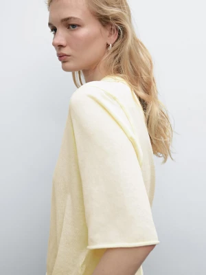 Dzianinowa Koszulka Polo Ze 100% Bawełny - Jasnożółty - - Massimo Dutti - Kobieta