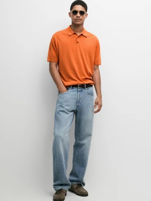 Dzianinowa Koszulka Polo Ze 100% Bawełny - Pomarańczowy - Massimo Dutti - Male