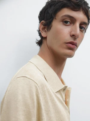 Dzianinowa Koszulka Polo Ze 100% Lnu - Popielaty - - Massimo Dutti - Mężczyzna