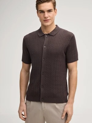 Dzianinowa koszulka Tristao w kolorze ciemnobrązowym Joop