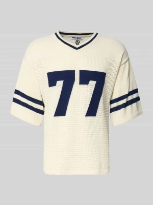 Dzianinowa koszulka z dzianiny z wzorem żakardowym REVIEW