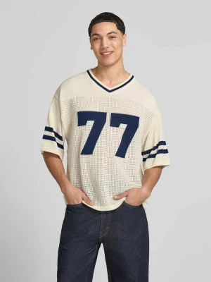 Dzianinowa koszulka z dzianiny z wzorem żakardowym REVIEW