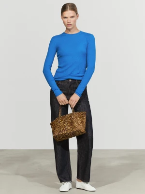 Dzianinowa Koszulka Z Mieszanki Bawełny I Kaszmiru - Chabrowy - Massimo Dutti - Female