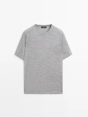 Zdjęcie produktu Dzianinowa Koszulka Z Mieszanki Wełny - Szary Antracytowy - - Massimo Dutti - Mężczyzna