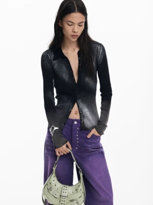 Dzianinowa koszulka zapinana na guziki Desigual