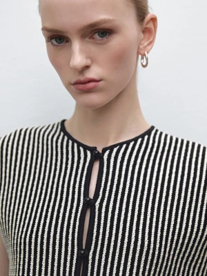 Zdjęcie produktu Krótka Kamizelka Z Dzianiny W Paski - Granatowy - - Massimo Dutti - Kobieta
