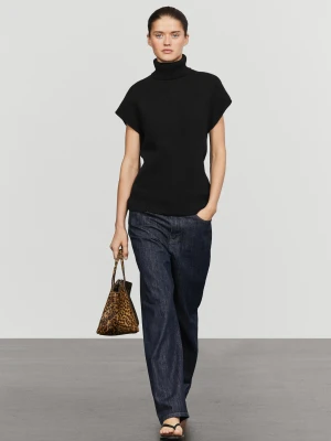 Dzianinowy Sweter Z Rozcięciami - Czarny - Massimo Dutti - Female