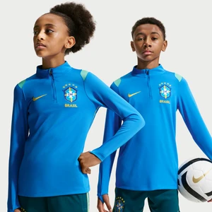 Dzianinowa piłkarska koszulka treningowa dla dużych dzieci Nike Dri-FIT Brazil Academy Pro - Niebieski