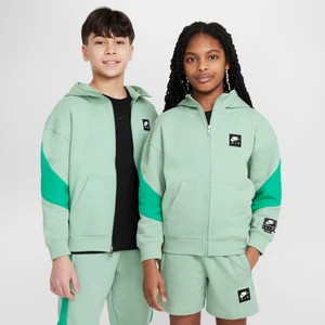 Dzianinowa rozpinana bluza z kapturem dla dużych dzieci Nike Air - Zieleń