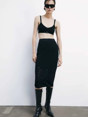 Dzianinowa spódnica midi z efektem koronki PATRIZIA PEPE