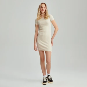 Dzianinowa sukienka mini bodycon beżowa House