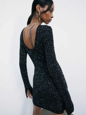 Dzianinowa sukienka mini z cekinami PATRIZIA PEPE