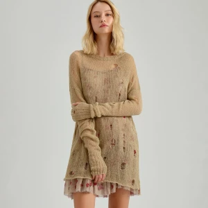 Dzianinowa sukienka mini z surowym wykończeniem House