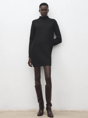 Dzianinowa sukienka z guzikami czarny - Kobieta - - MANGO