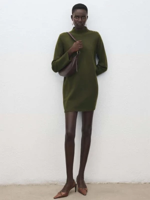 Dzianinowa sukienka z guzikami khaki - Kobieta - - MANGO