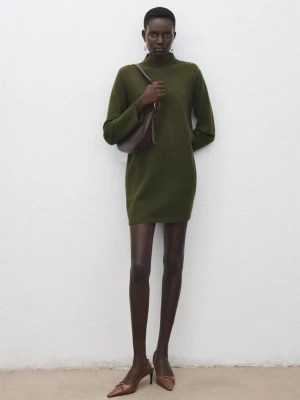 Dzianinowa sukienka z guzikami khaki - Kobieta - - MANGO