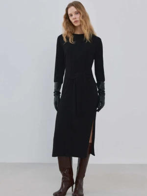Dzianinowa sukienka z węzłem czarny - Kobieta - - MANGO