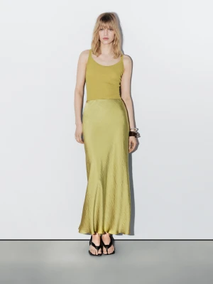 Dzianinowe Body Na Ramiączkach Z Mieszanki Bawełny − Studio - Limonka - - Massimo Dutti - Kobieta