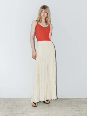 Dzianinowe Body Na Ramiączkach Z Mieszanki Bawełny − Studio - Spal. Pomar - - Massimo Dutti - Kobieta