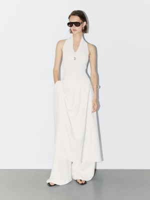 Dzianinowe Body Z Dekoltem Halter W Serek − Studio - Biały - - Massimo Dutti - Kobieta