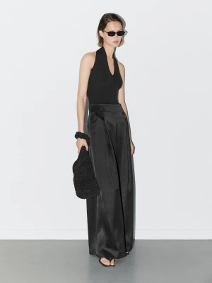 Dzianinowe Body Z Dekoltem Halter W Serek − Studio - Czarny - - Massimo Dutti - Kobieta