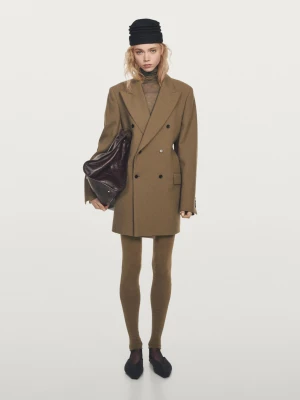 Dzianinowe Legginsy Z Mieszanki Jedwabiu − Limited - Be?Owy - - Massimo Dutti - Kobieta