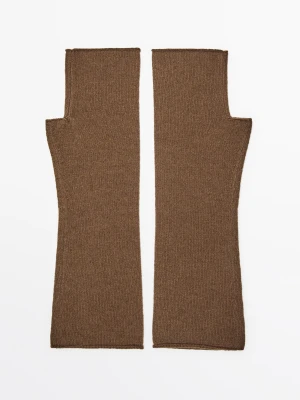 Dzianinowe Mitenki Z Wełny I Kaszmiru - Karmelowy - Massimo Dutti - Female