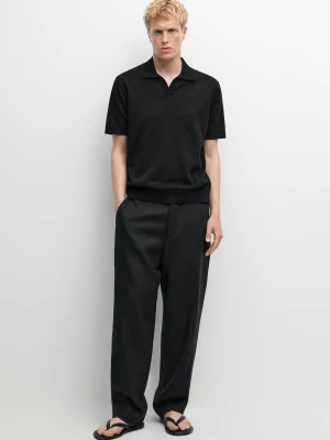 Dzianinowe Polo 100% Bawełna Z Intarsją - Czarny - Massimo Dutti - Male