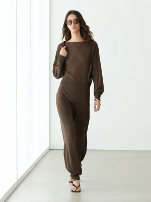 Dzianinowe Spodnie Balloon Fit Do Total Looku - Brązowy - - Massimo Dutti - Kobieta