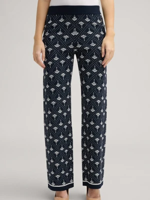 Dzianinowe spodnie Kinza z żakardowym logo, w kolorze granatowym Joop