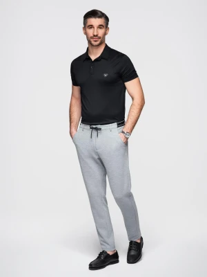 Dzianinowe spodnie męskie z gumką w pasie - jasnoszare V1 - Rozmiar: XXL Ombre Clothing szary