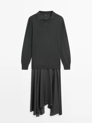 Dzianinowe Sukienka Polo - Ołowiany - - Massimo Dutti - Kobieta