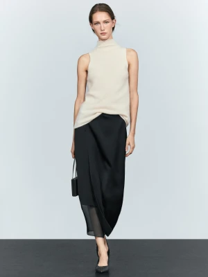 Top Dzianinowy Z Golfem - Beżowy - Massimo Dutti - Female