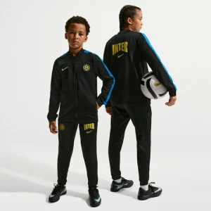 Dzianinowy dres piłkarski dla dużych dzieci Nike Dri-FIT Inter Mediolan Strike (wersja trzecia) - Czerń