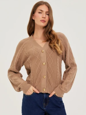 Dzianinowy kardigan beżowy Moodo