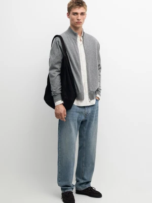 Dzianinowy Kardigan Na Suwak Ze 100% Kaszmiru - Szary Antracytowy - Massimo Dutti - Male