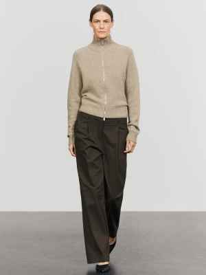 Dzianinowy Kardigan Na Suwak Ze 100% Kaszmiru - Szary Mysi - Massimo Dutti - Female