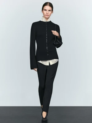 Dzianinowy Kardigan Na Wiele Guzików - Czarny - Massimo Dutti - Female